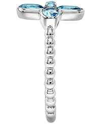 Macy's Blue Topaz (1-1/4 ct. t.w.) Flower Ring in Sterling Silver