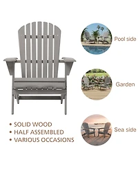 Streamdale Furniture 2-Piece Outdoor Wooden Folding Adirondack Chair Set with Pre-Assembled Back