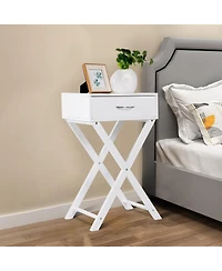 Costway Nightstand X-Shape Drawer Accent side End Table Modern Home Furniture