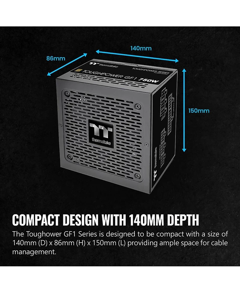 Thermaltake Toughpower GF1 Tt Premium Edition Fully Modular 750W Power Supply Compatible with Atx Pc Builds
