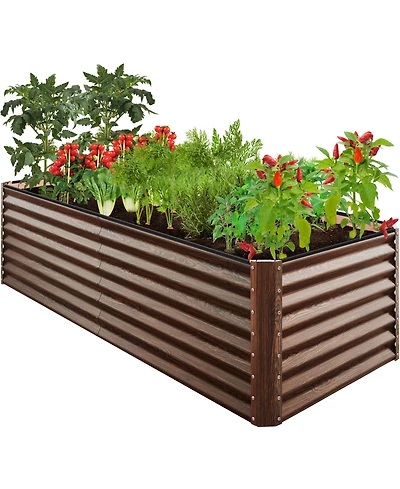 Best Choice Products 8x4x2feet Outdoor Metal Raised Garden Bed for Vegetables Flowers Herbs