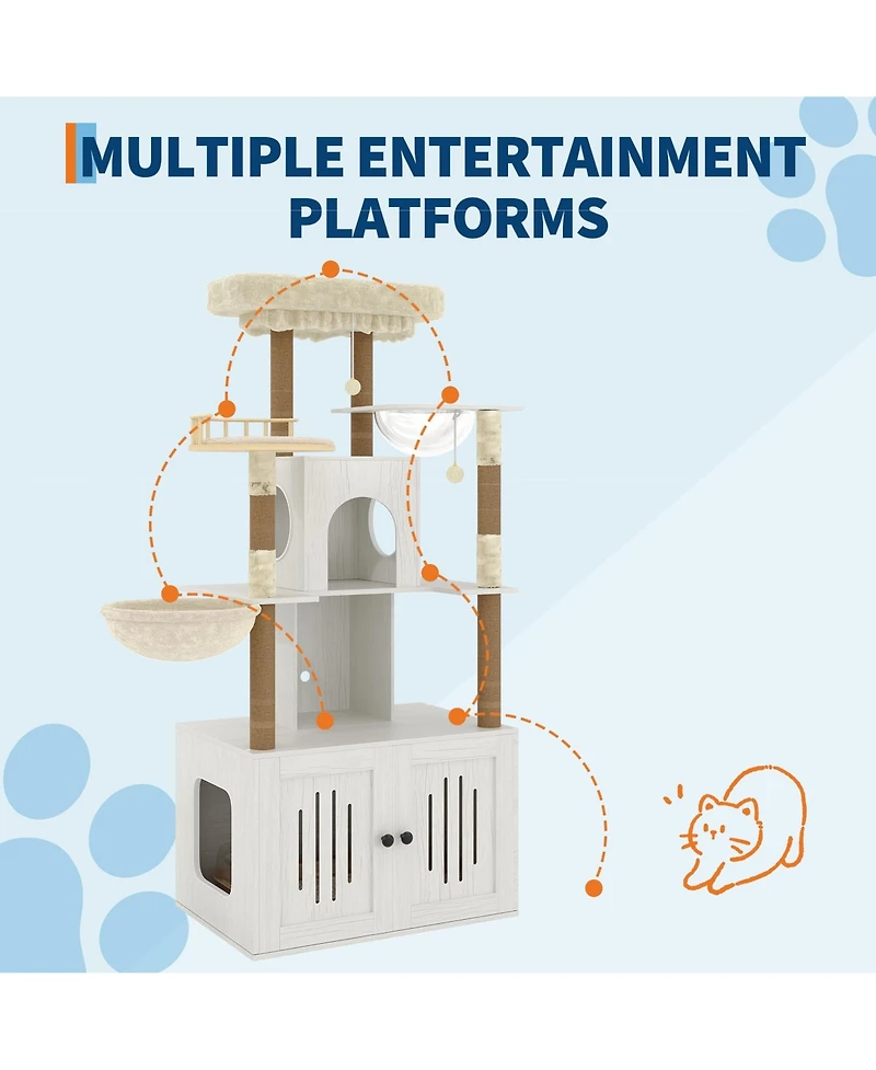 homfan Cat Tree with Hidden Litter Box Enclosure