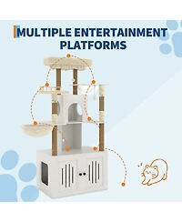 homfan Cat Tree with Hidden Litter Box Enclosure