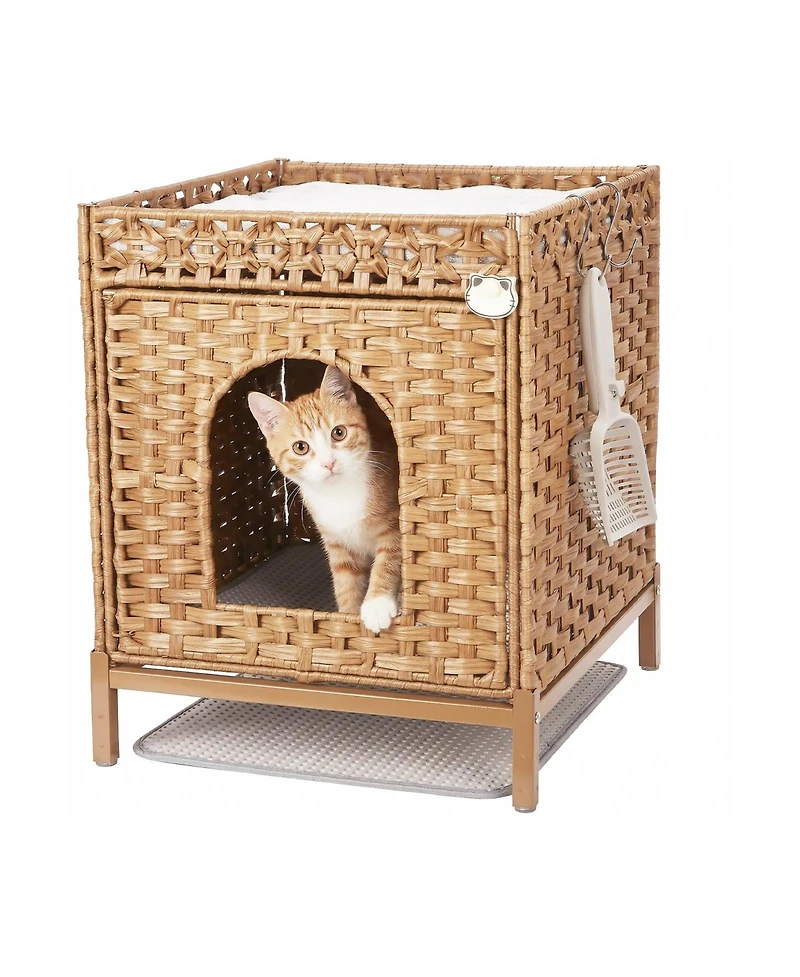 homfan Rattan Cat Litter Box Enclosure