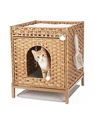 homfan Rattan Cat Litter Box Enclosure