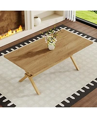 Streamdale Furniture 71" Modern Minimalist Wood and Metal X-Frame Dining Table for 6-8 People