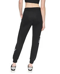 Dkny Sport Women's Graffiti Logo Mid-Rise Rib Waist Cuff Joggers