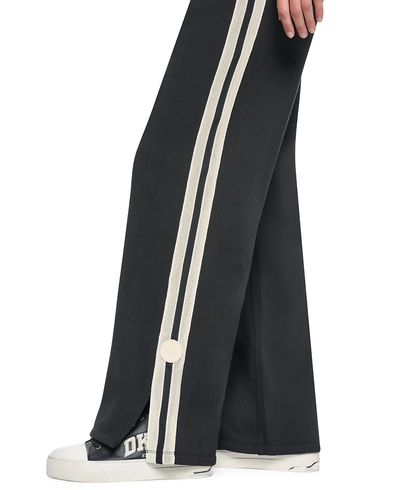 Dkny Sport Women's Textured Tape High-Rise Straight Track Pants