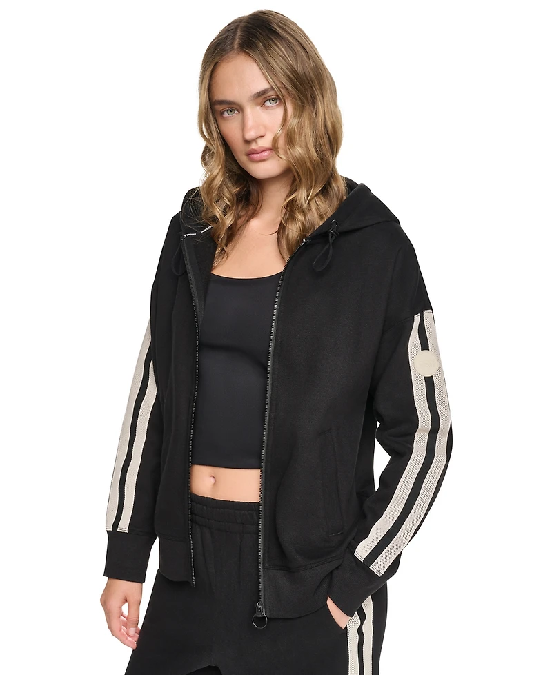 Dkny Sport Women's Textured Tape Full-Zip Hoodie