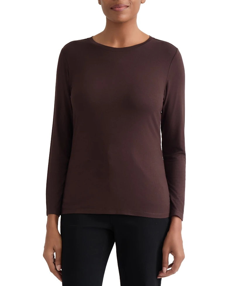 Jones New York Women's Long-Sleeve Crewneck T-Shirt