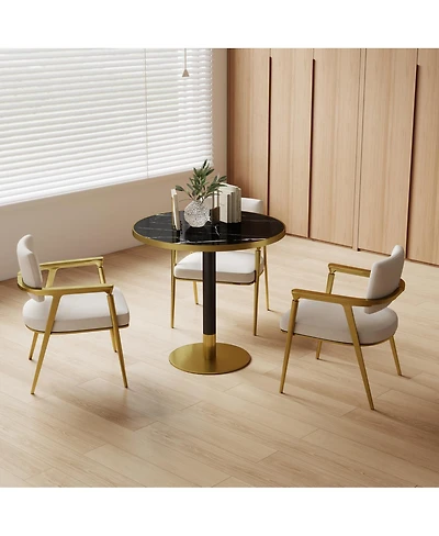 Streamdale Furniture Round Modern Dining Table 31.5 Inch Faux Marble Top Bistro Tulip Table