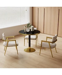 Streamdale Furniture Round Modern Dining Table 31.5 Inch Faux Marble Top Bistro Tulip Table