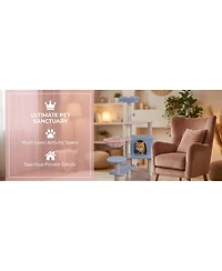 Streamdale Furniture flower cat tree with large condo removable flower cushion and hammock