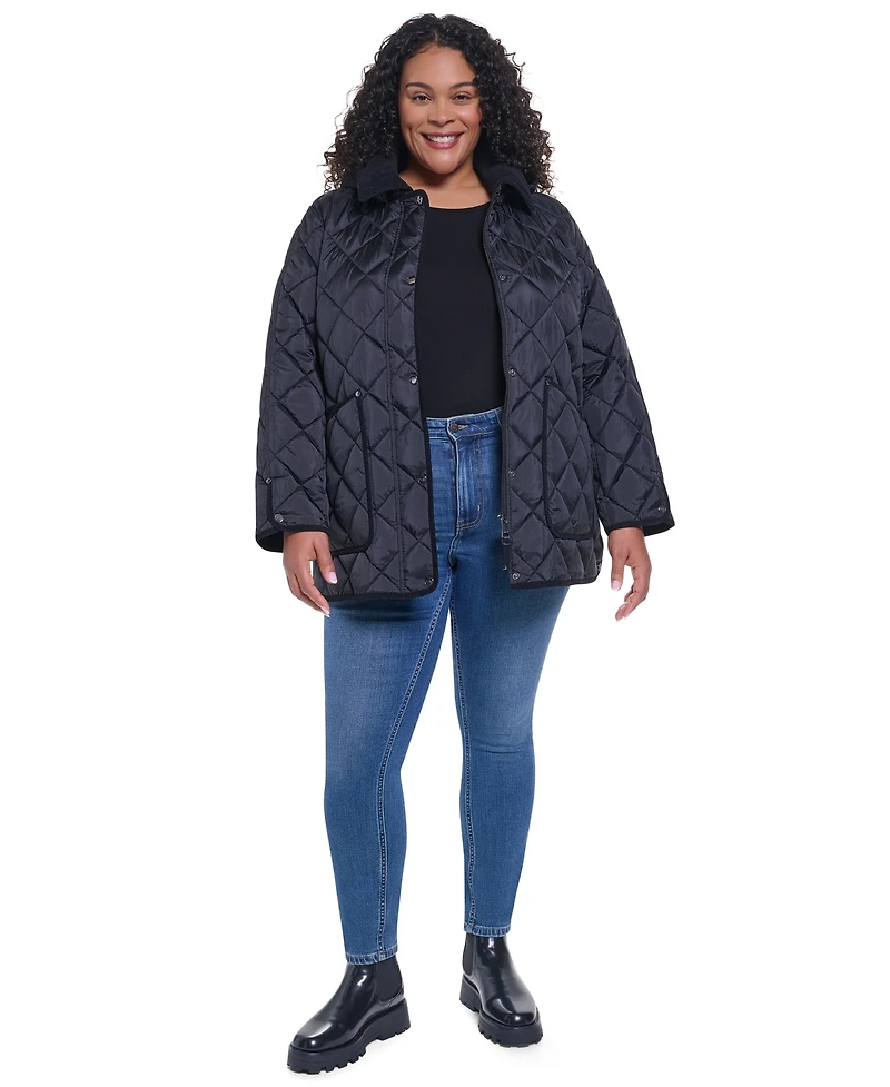Dkny Plus Corduroy Collar Coat