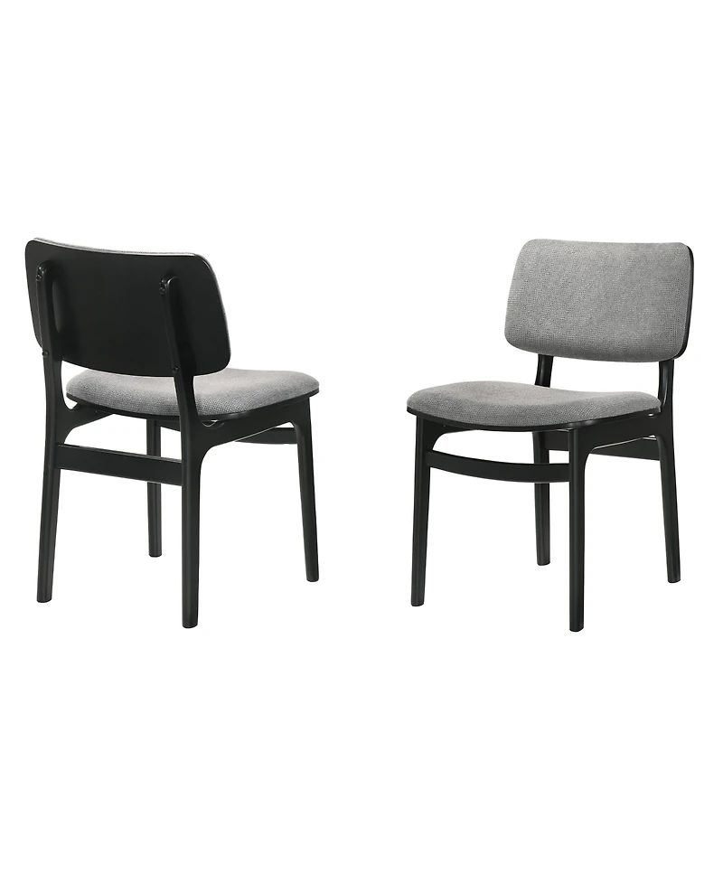 Clihome 2 Piece Fabric Dining Chair with Wood Frame, Modern Upholstered Kitchen Chair, Curved Back Armchair