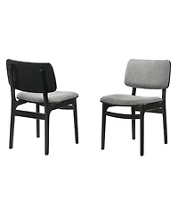Clihome 2 Piece Fabric Dining Chair with Wood Frame, Modern Upholstered Kitchen Chair, Curved Back Armchair