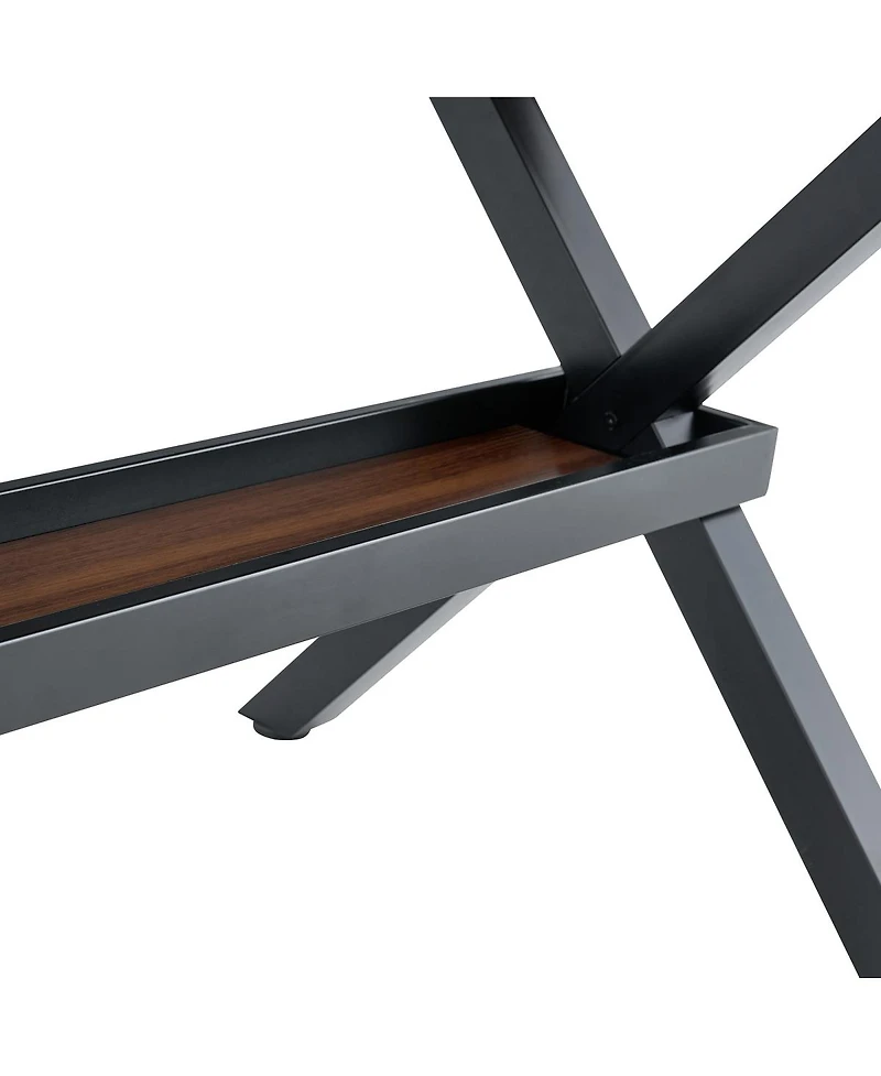 Streamdale Furniture 71" Walnut Mdf Splicing Dining Table with X-Shaped Metal Frame