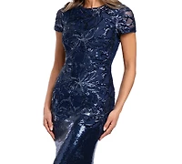 Xscape Women's Sequin Cap Sleeve Gown