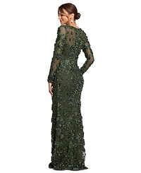 Xscape Women's Long Sleeve Rose Flower Dress