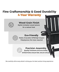 Innovaze 2-Person Hips All-Weather Outdoor Glider Bench, Heavy-Duty Patio Rocking Loveseat with Removable Cup Holders
