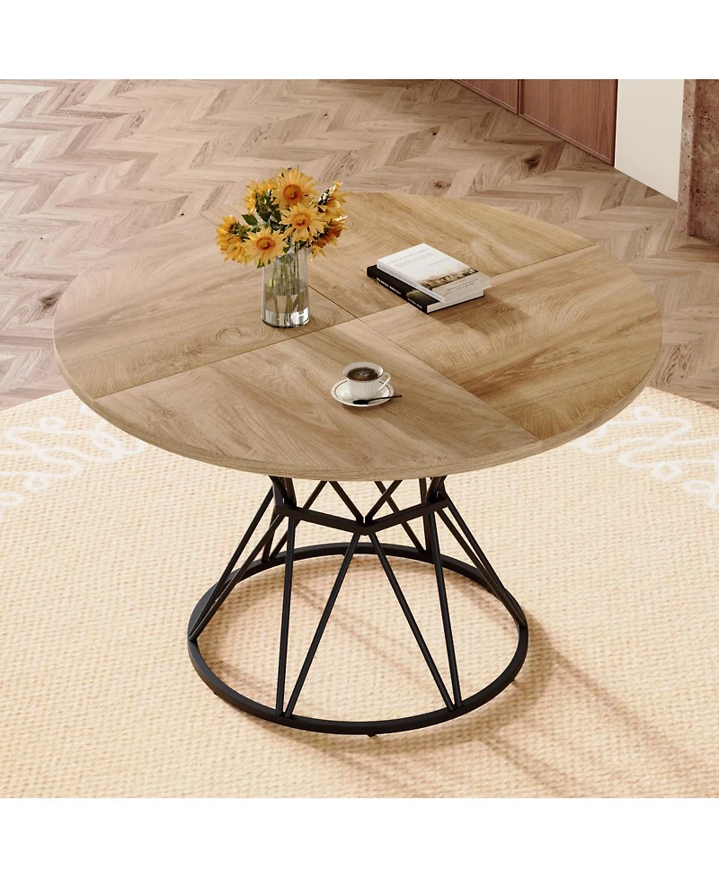 Streamdale Furniture 47.3" Modern Industrial Circular Dining Table with Metal Base