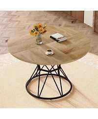 Streamdale Furniture 47.3" Modern Industrial Circular Dining Table with Metal Base