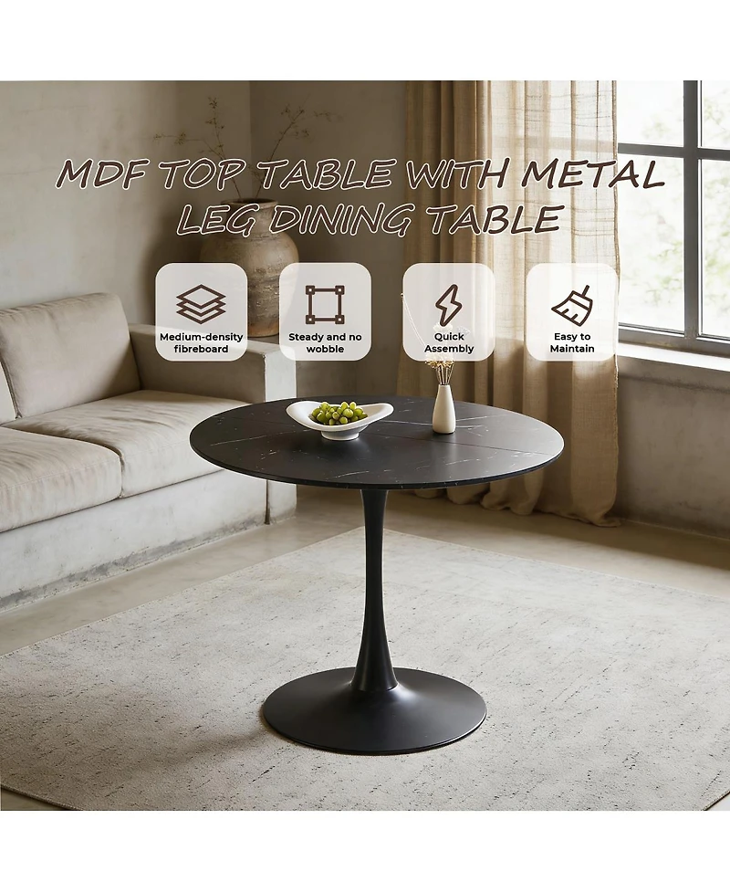 Streamdale Furniture 42.1" Marble Round Tulip Dining Table for 4-6 People
