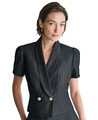 Bcbg Women's Cropped Double-Breasted Draped-Collar Blazer