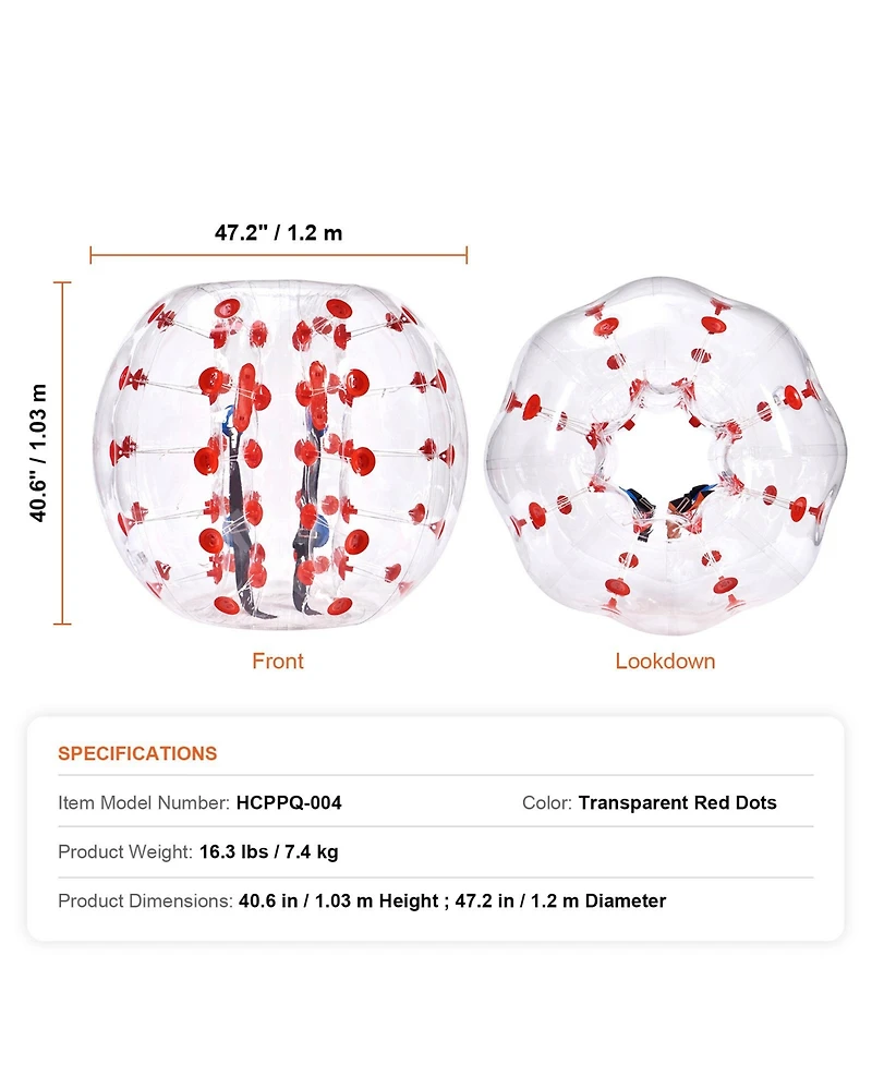Vevor Inflatable Bumper Ball 1-Pack Pvc Sumo Zorb Ball for Teen