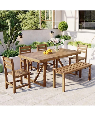 Streamdale Furniture Acacia Wood Outdoor Table and Chair Set