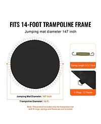 Vevor Replacement Trampoline Mat Fits 14ft Frame 72 V-Ring 6.5"-7" Spring Length