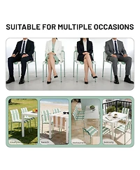 Streamdale Furniture Striped Chairs and Long Table Set IndoorOutdoor