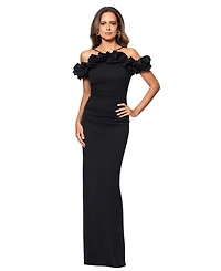 Xscape Petite Scuba Crepe Ruffle Halter Sheath Gown