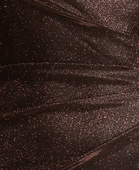 Xscape Petite Glitter Galaxy One-Shoulder Ruched Sheath Gown