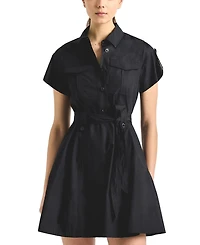 Derek Lam 10 Crosby Women's Cap-Sleeve Collared Cotton Belted Shirt Dress