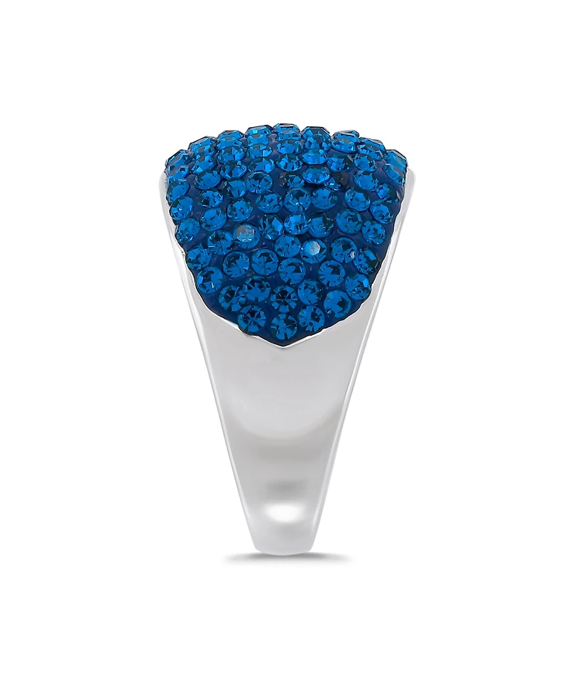 Macy's Pave Crystal Fine Silver-Plated Over Brass Indigo Blue Color Dome Shaped Ring