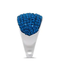 Macy's Pave Crystal Fine Silver-Plated Over Brass Indigo Blue Color Dome Shaped Ring