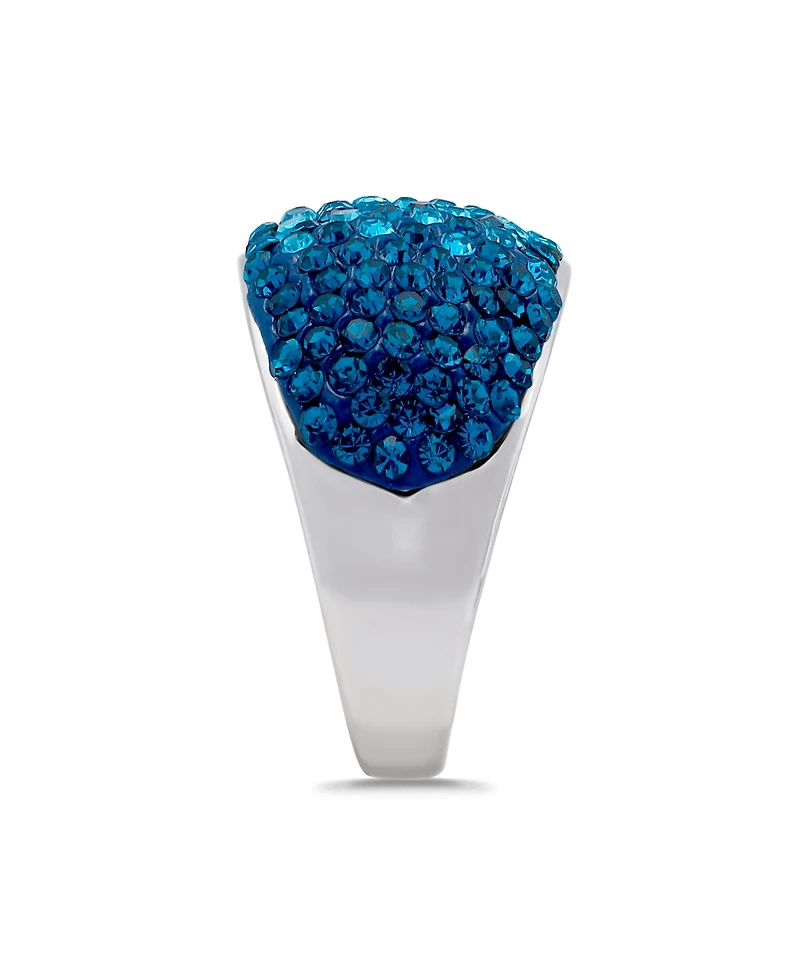Macy's Pave Crystal Fine Silver-Plated Over Brass Ombre Coloration Dome Shaped Ring
