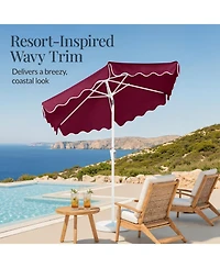 Best Choice Products 7.5feet Patio Market Umbrella with Wavy Trim, Fade-Resistant, Crank and Tilt