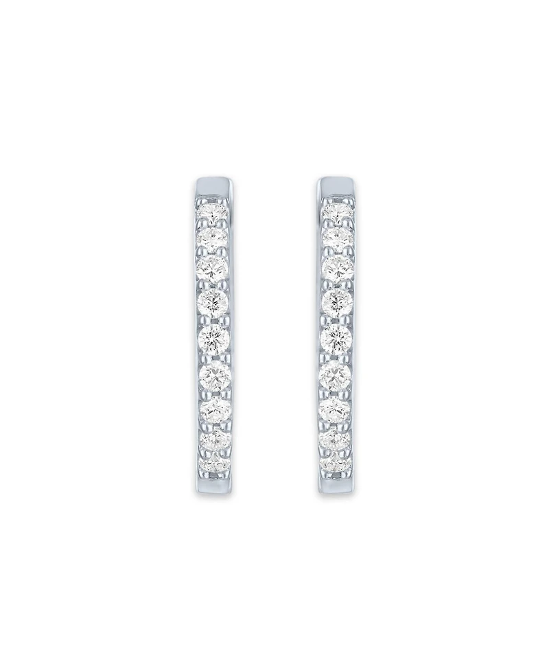 Lab Grown Diamond In & Out Small Hoop Earrings (3/4 ct. t.w.) in Sterling Silver