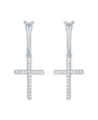 Diamond Cross Drop Earrings (1/10 ct. t.w.) in Sterling Silver