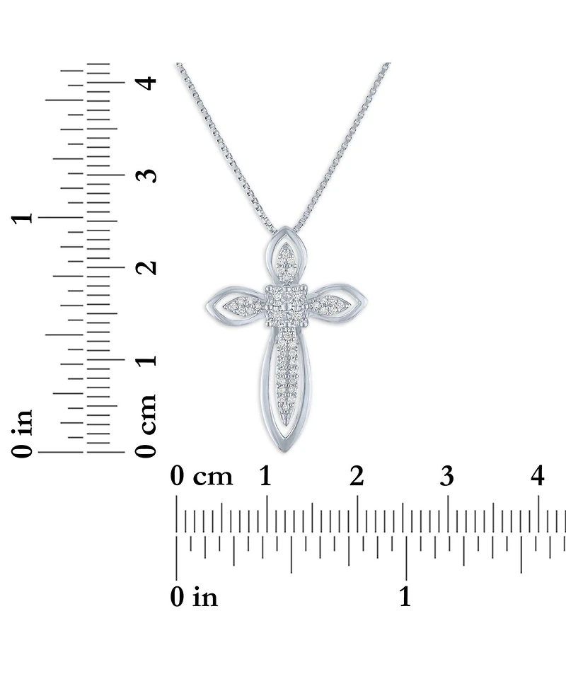 Diamond Fancy Cross Pendant Necklace (1/10 ct. t.w.) in Sterling Silver