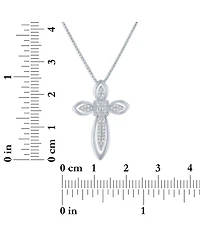 Diamond Fancy Cross Pendant Necklace (1/10 ct. t.w.) in Sterling Silver