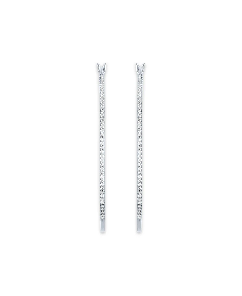 Diamond Oversized Hoop Earrings in 14k Gold over Sterling Silver or Sterling Silver (1/2 ct. t.w.)