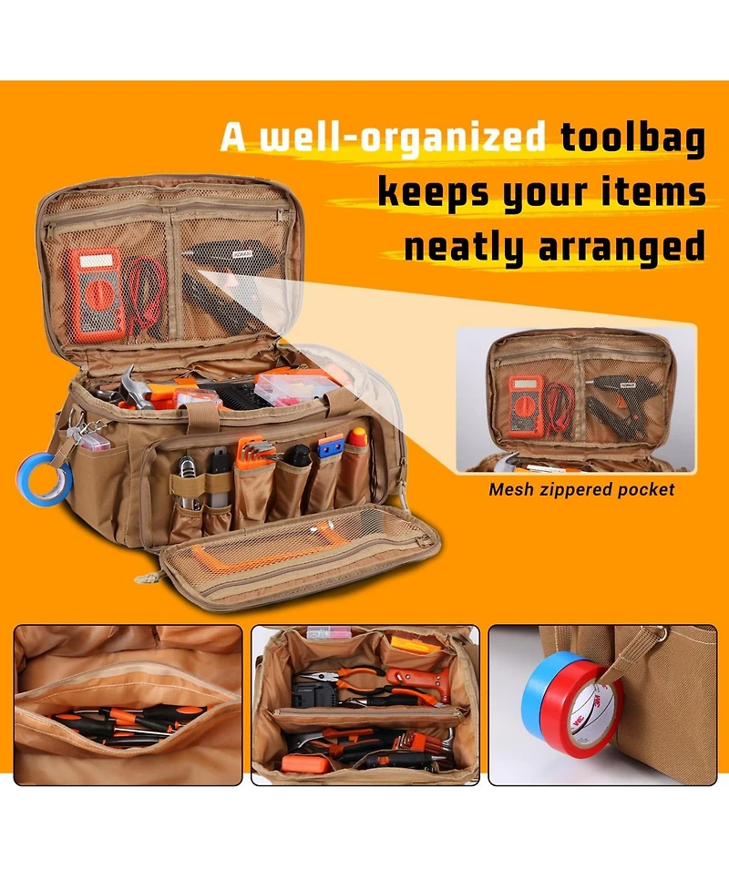 Xdovet Heavy Duty Tool Bag Multi-Pocket Work Tote