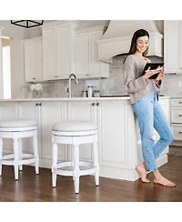 Maven Lane Pullman Backless Swivel Upholstered Kitchen Counter Stool