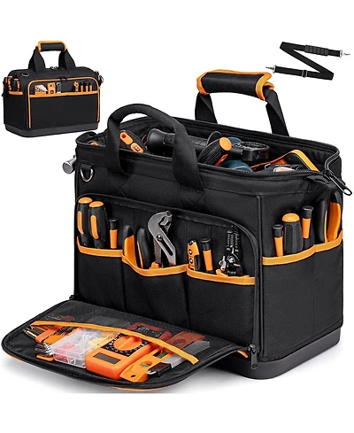 Xdovet Electrician Tool Bag 26 Pockets Hard Bottom Waterproof