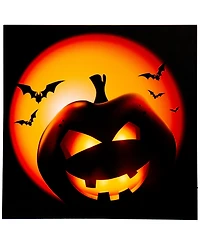 Led Lighted Bats and Jack-o-Lantern Halloween Canvas Wall Art, 19.75" x 19.75"