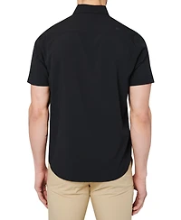Society of Threads Men's Regular Fit 4-Way Stretch Performance Solid Short Sleeve Button Down