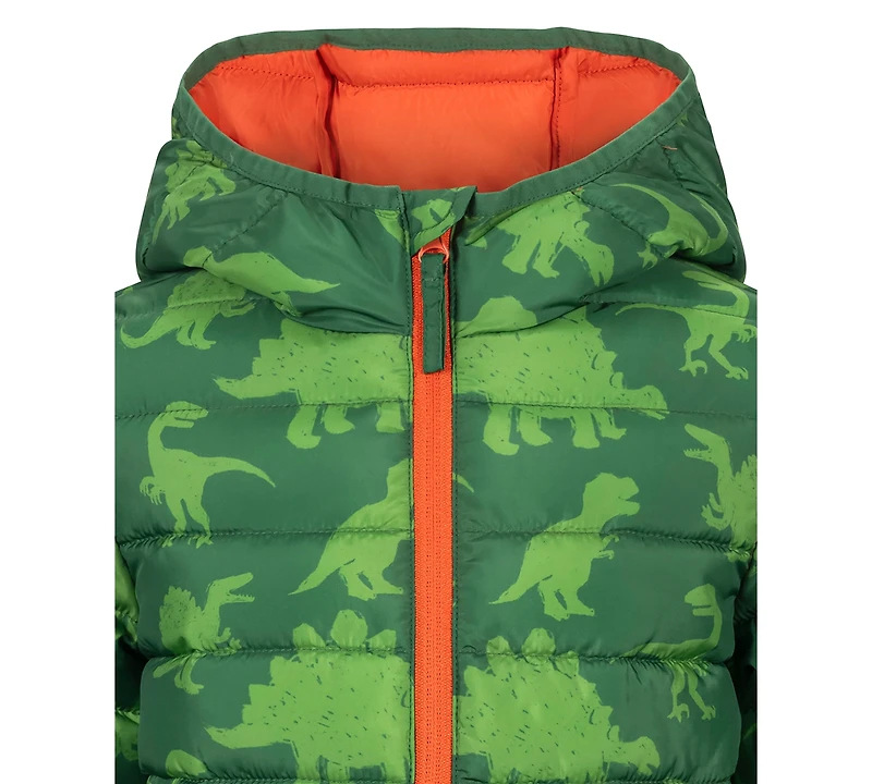 S Rothschild & Co Toddler Boys' 2T-5T Long-Sleeve Dino Print Midweight Packable Jacket